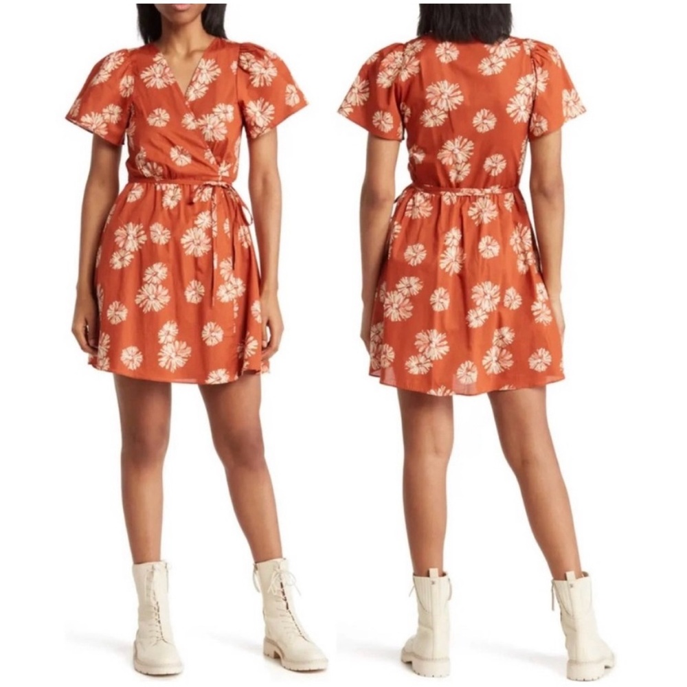 Madewell Orange Floral Mini Dress